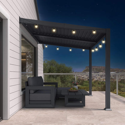 8FT X 10FT Modern Wall-Mounted Louvered Pergola with Aluminum Frame