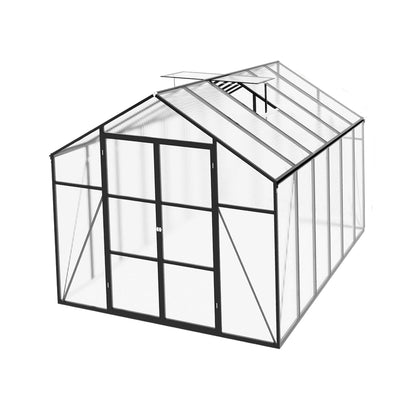8FT x 12FT All-Season Outdoor Backyard Polycarbonate Greenhouse with Raised Base and Aluminum Frame