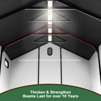 8 'x 12' FT Alora Large Polypropylene Storage Shed With Reinforced Floor And Lockable Swing Doors