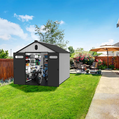 8 'x 12' FT Alora Large Polypropylene Storage Shed With Reinforced Floor And Lockable Swing Doors