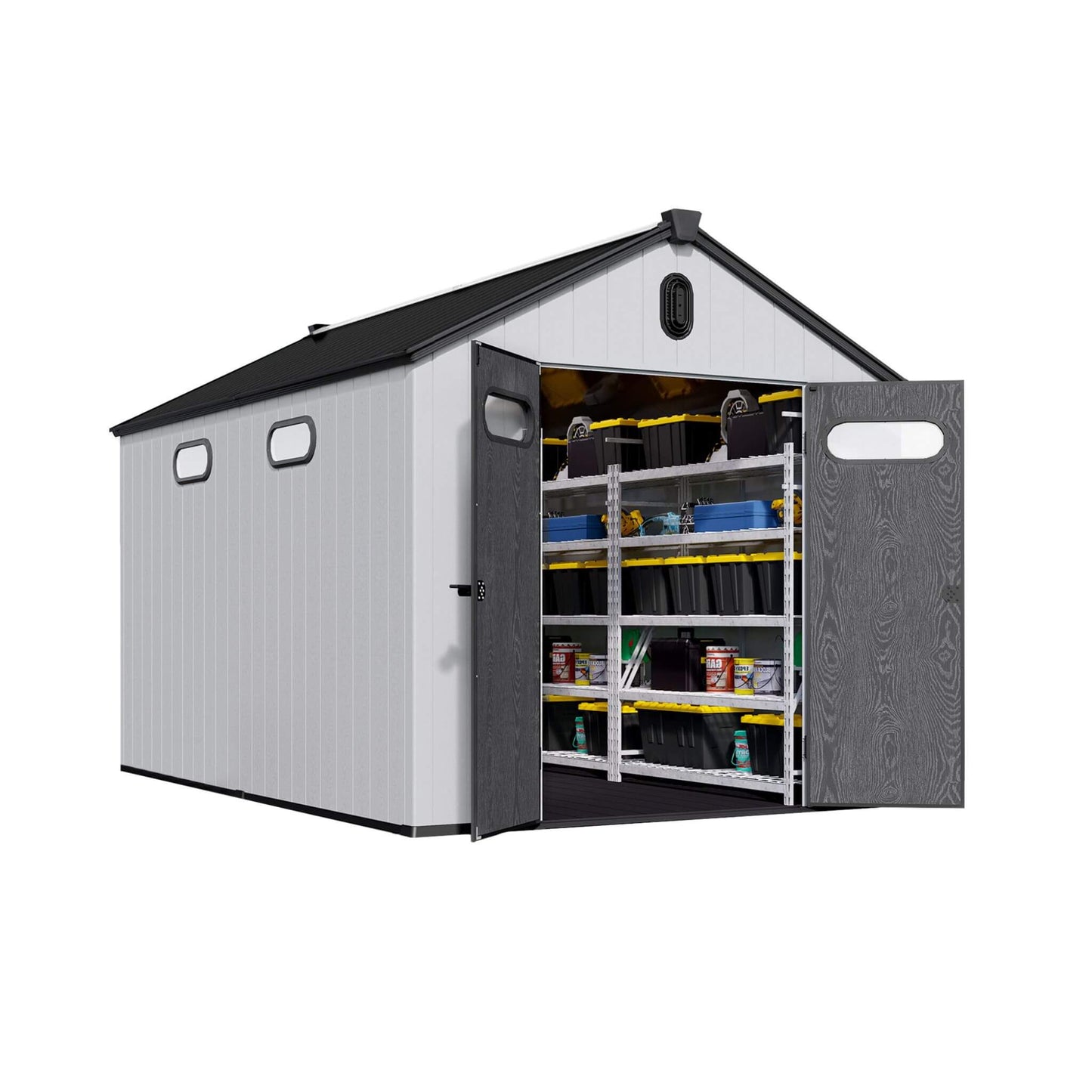 8 'x 12' FT Alora Large Polypropylene Storage Shed With Reinforced Floor And Lockable Swing Doors