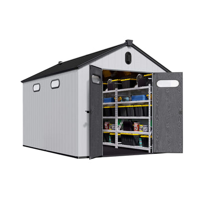 8 'x 12' FT Alora Large Polypropylene Storage Shed With Reinforced Floor And Lockable Swing Doors