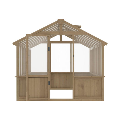 8' x 16' FT Large Heavy-Duty Outdoor Wooden Greenhouse With 6MM Polycarbonate Panels And Vent Roof