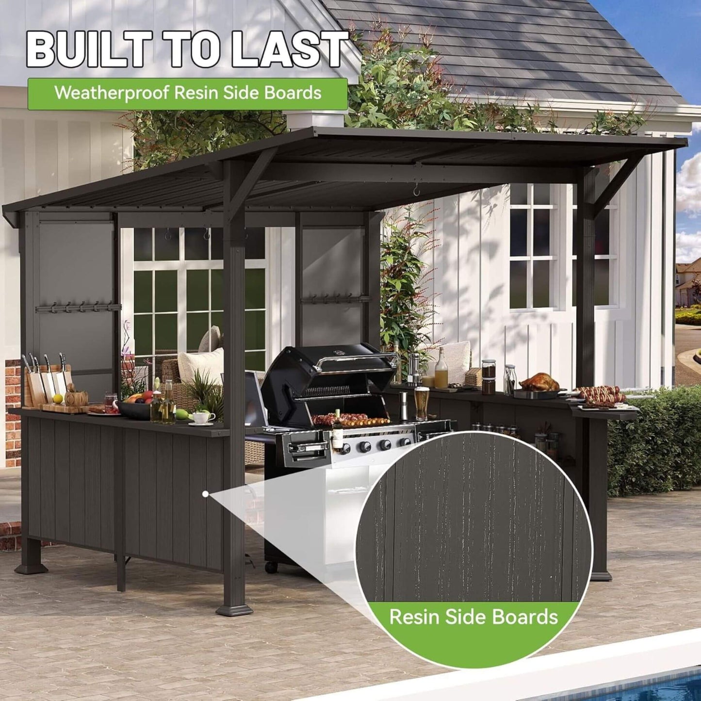 9' x 10' FT Alora Premium Outdoor Hardtop Grill Gazebo With Shelves