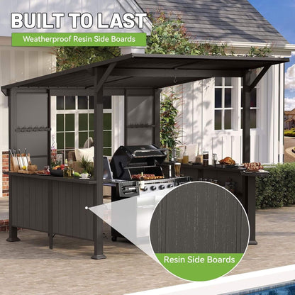 9' x 10' FT Alora Premium Outdoor Hardtop Grill Gazebo With Shelves