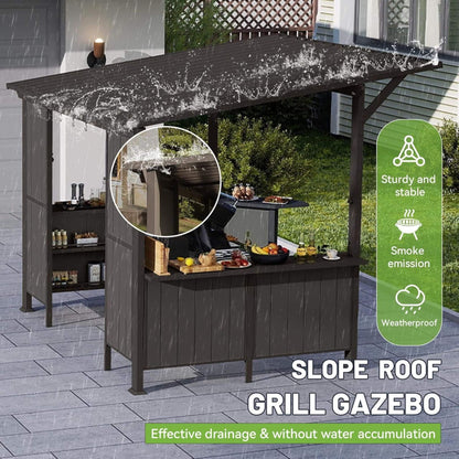 9' x 10' FT Alora Premium Outdoor Hardtop Grill Gazebo With Shelves