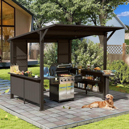 9' x 10' FT Alora Premium Outdoor Hardtop Grill Gazebo With Shelves