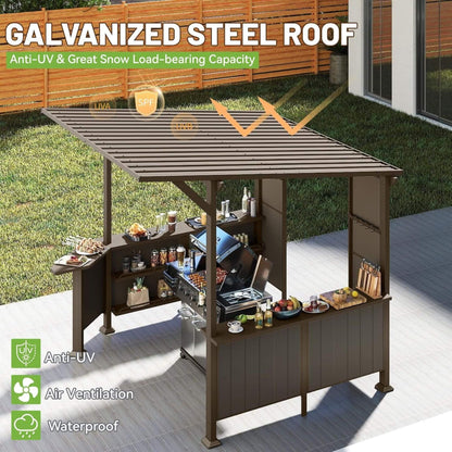 9' x 10' FT Alora Premium Outdoor Hardtop Grill Gazebo With Shelves