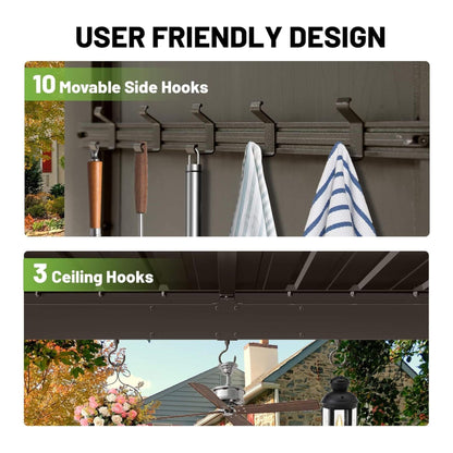 9' x 10' FT Alora Premium Outdoor Hardtop Grill Gazebo With Shelves