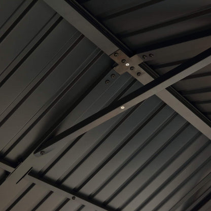 9' x 11' Alora Heavy Duty All-Weather Hard Top Wooden Carport Gazebo With Galvanized Steel Roof