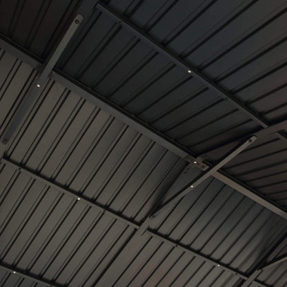 9' x 11' Alora Heavy Duty All-Weather Hard Top Wooden Carport Gazebo With Galvanized Steel Roof