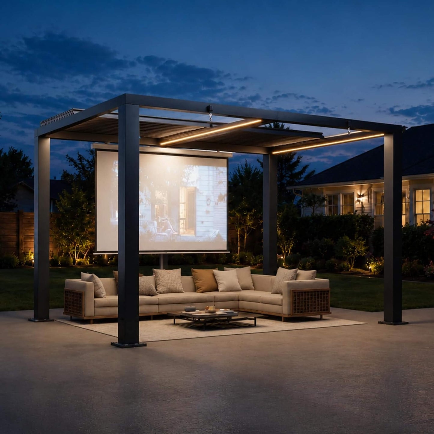 9FT X 12FT Alora Premium Outdoor Electric Motorized Louvered Pergola with Built-In LED Lights & Fan
