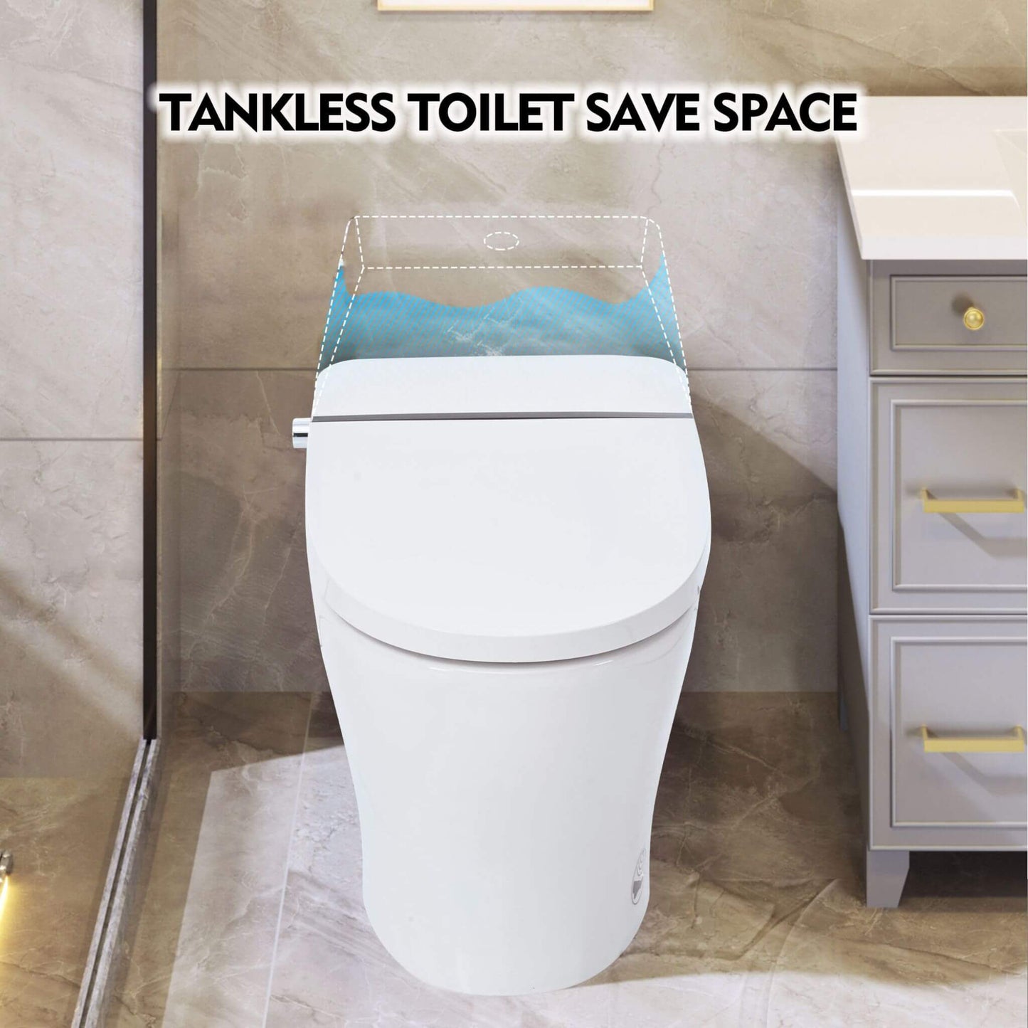 Nuvia 1/1.28 GPF Smart Compact Dual Flush Tankless Toilet Bidet Combo with Self-Cleaning Nozzle and Foot Sensor Flush