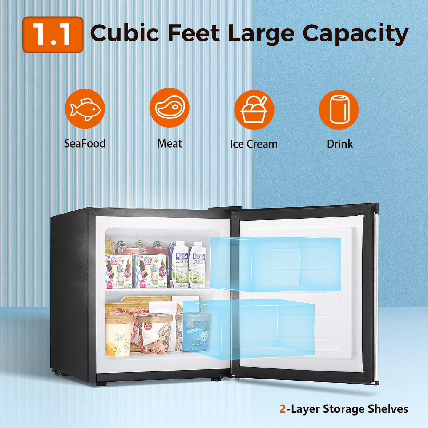 Kismile Upright Freezer, 3.0 Cu.ft Mini Freezer with Reversible Single Door