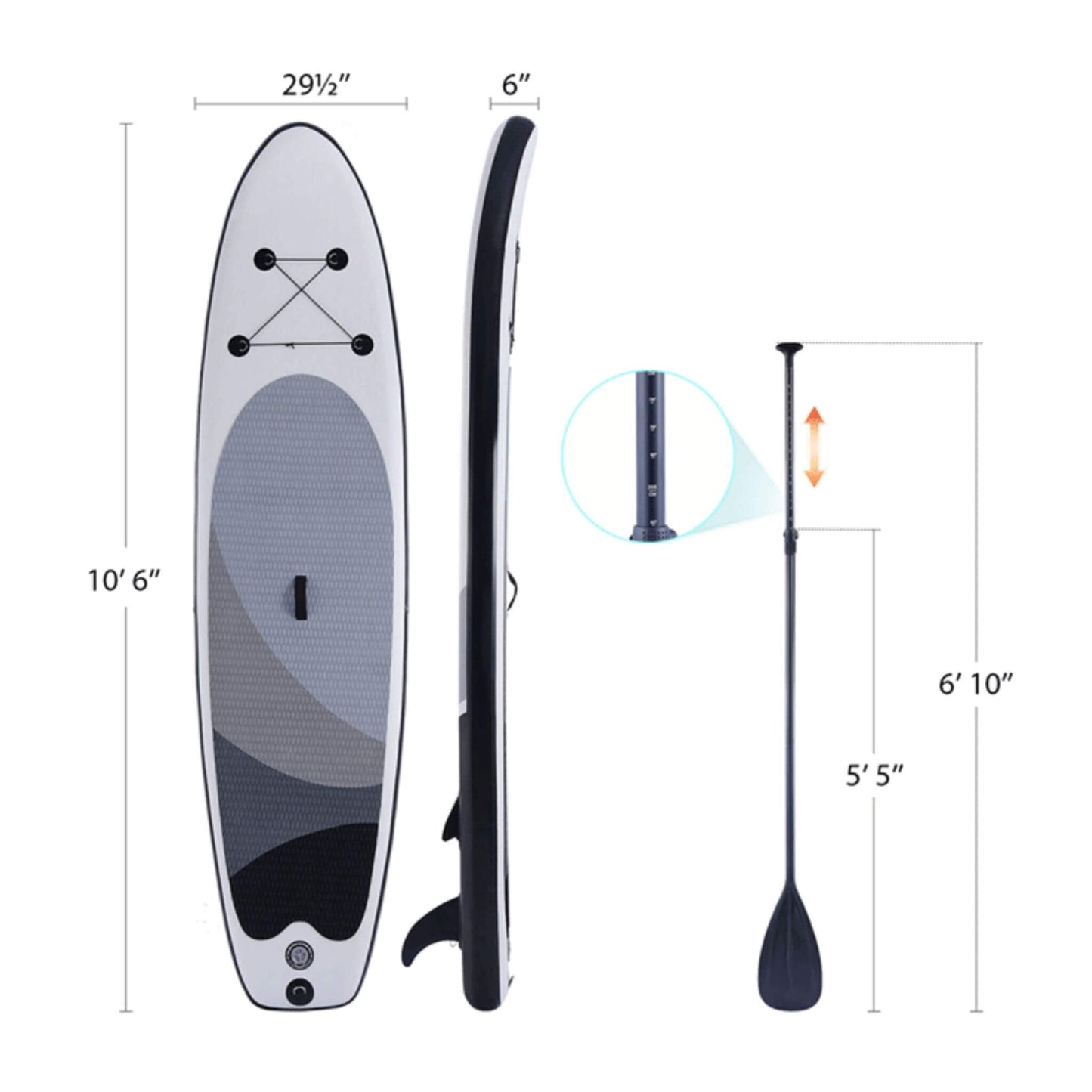 10FT Inflatable Blow Up SUP Paddle Board W/ Carrying Bag & Pump
