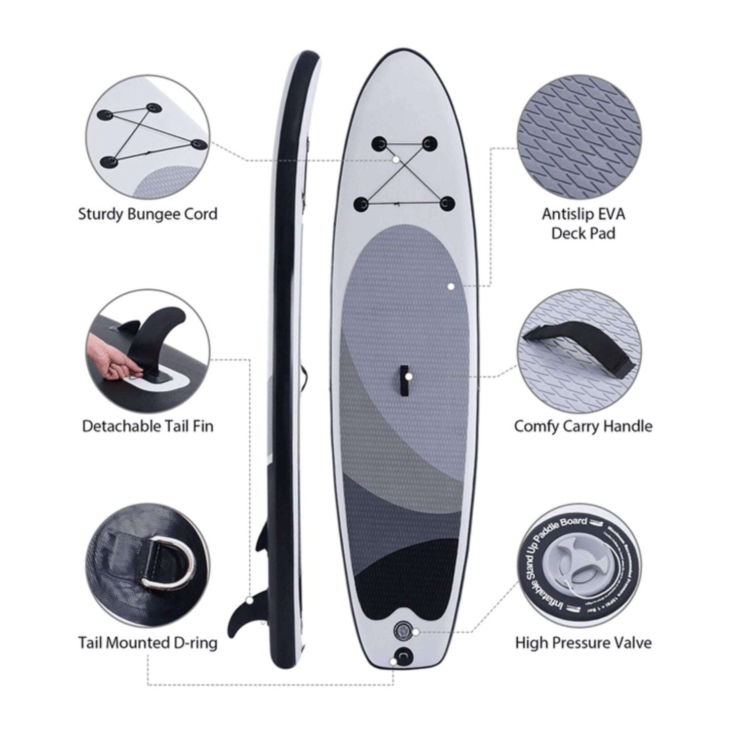 10FT Inflatable Blow Up SUP Paddle Board W/ Carrying Bag & Pump