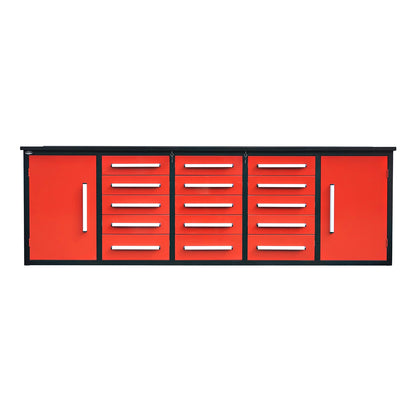 10ft Workbench Storage Cabinet with 15 Drawers & 2 Cabinets