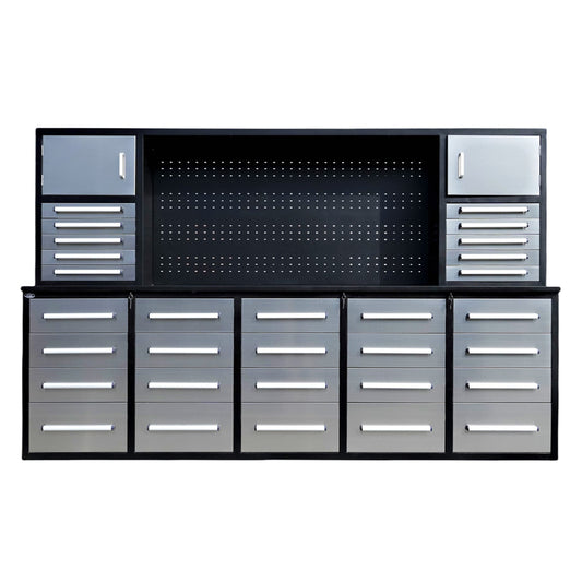 10ft Workbench Cabinet(30 Drawers, 2 Cabinets & 1 Pegboard)
