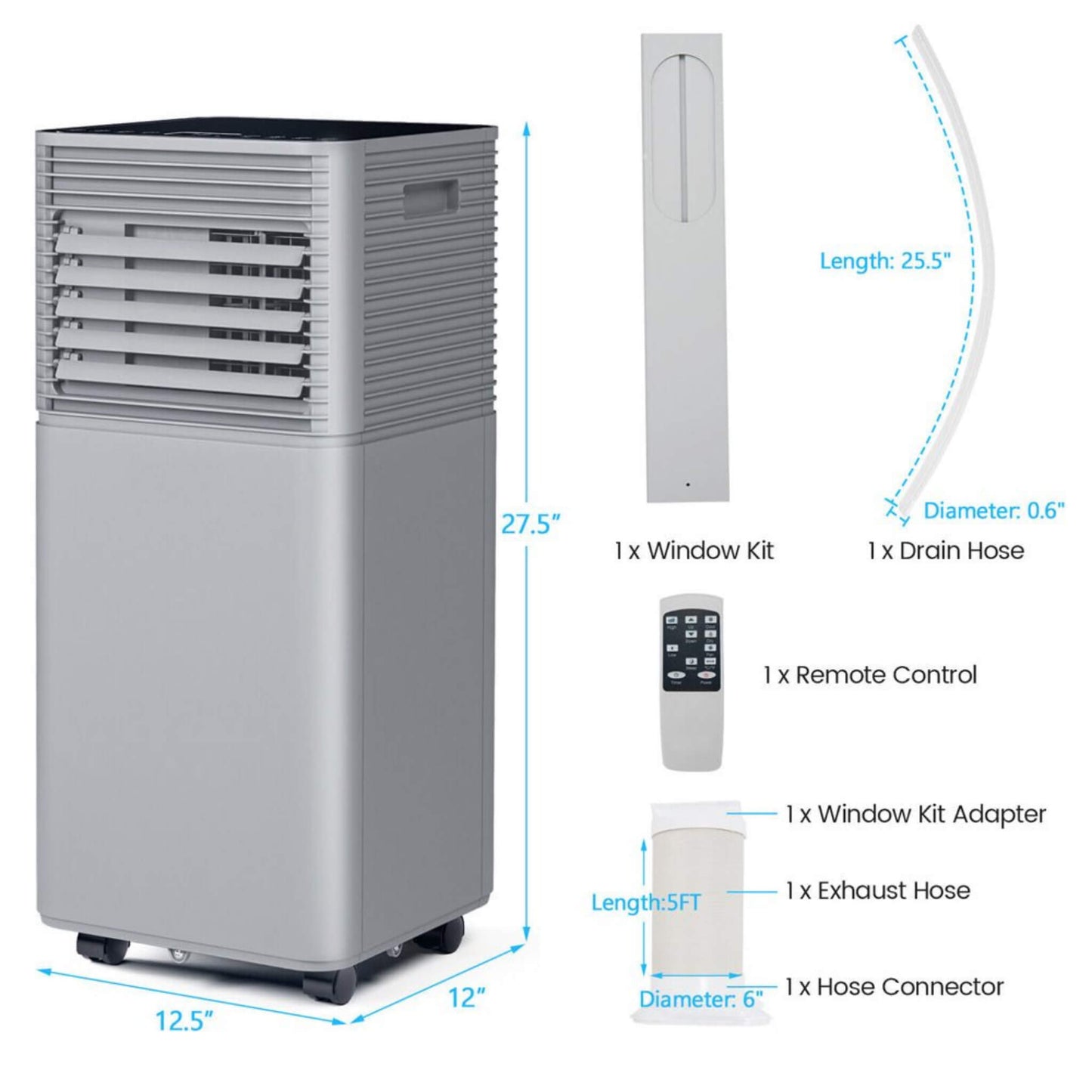 10K BTU Portable Room Air Conditioner Unit with Dehumidifier and Fan Mode