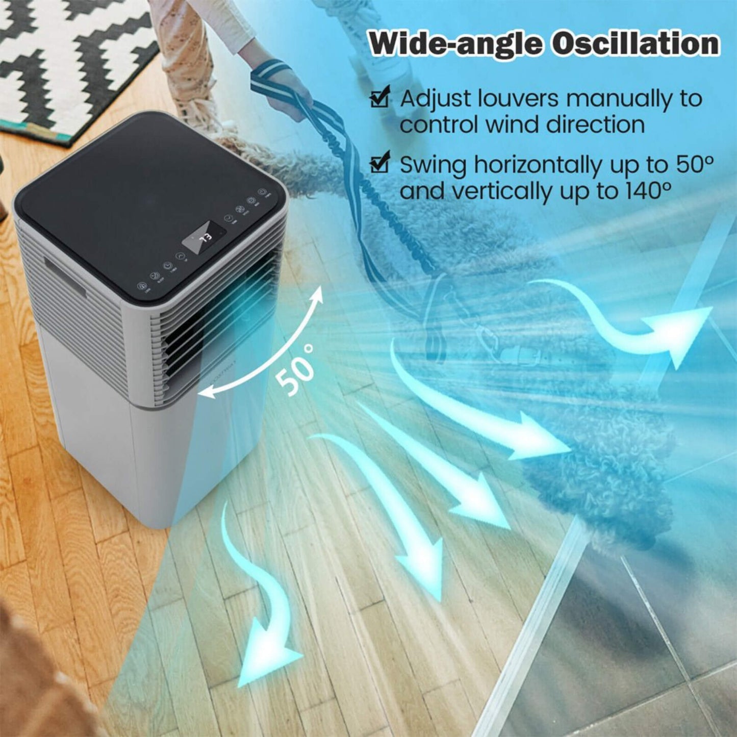 10K BTU Portable Room Air Conditioner Unit with Dehumidifier and Fan Mode