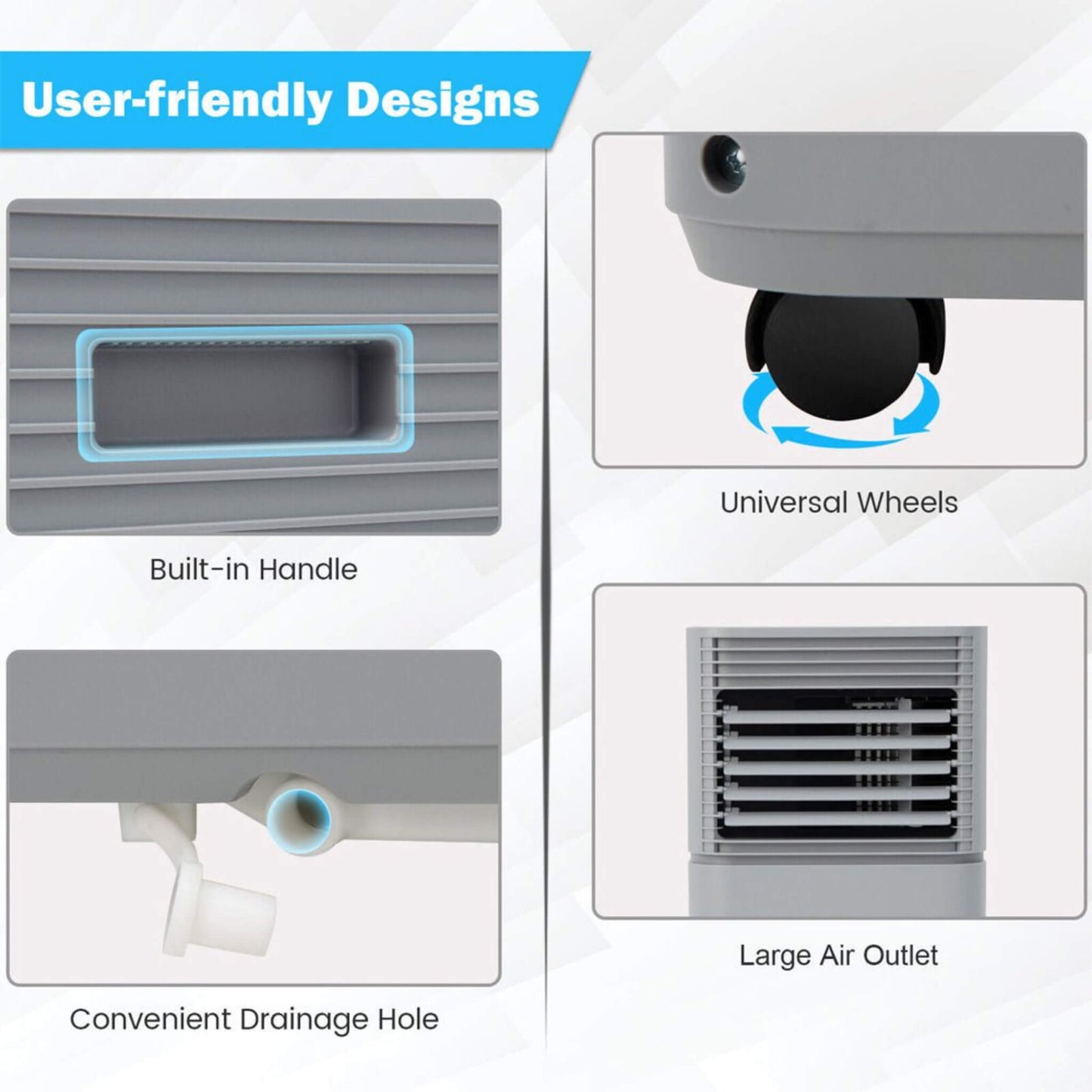 10K BTU Portable Room Air Conditioner Unit with Dehumidifier and Fan Mode