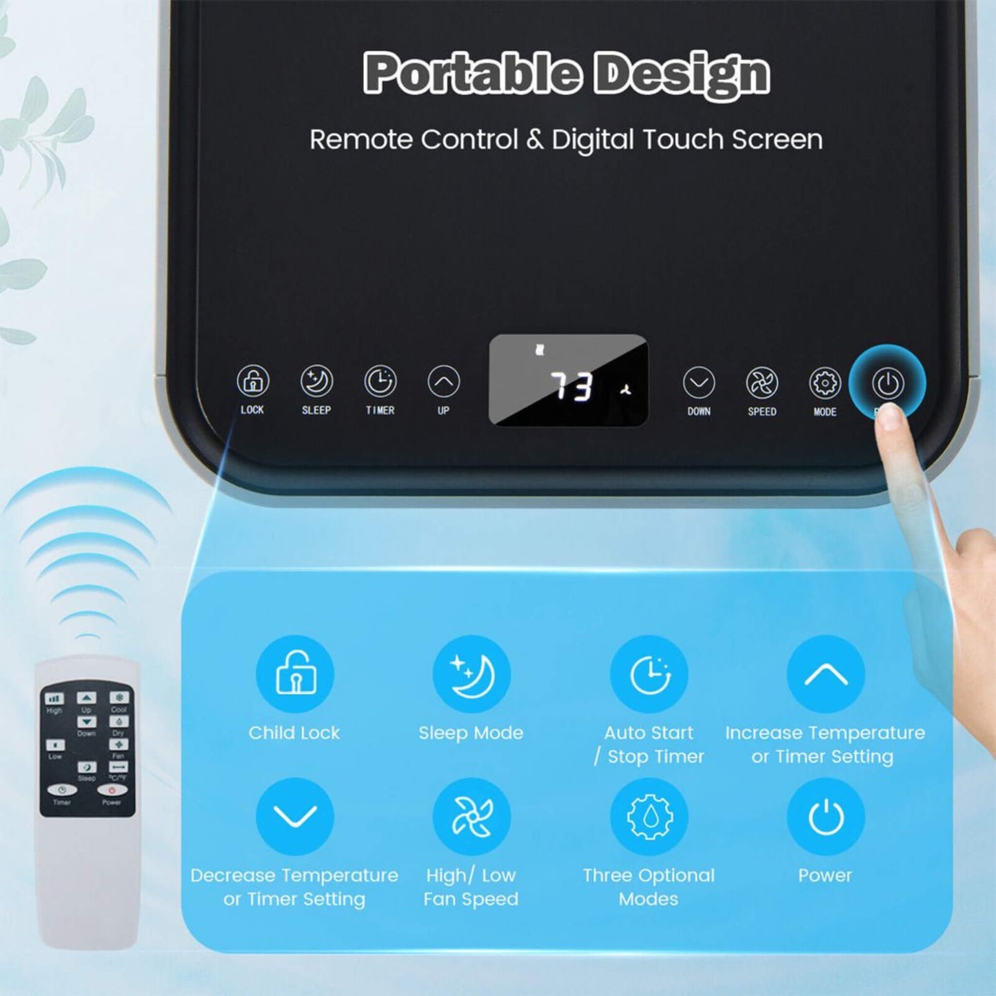10K BTU Portable Room Air Conditioner Unit with Dehumidifier and Fan Mode