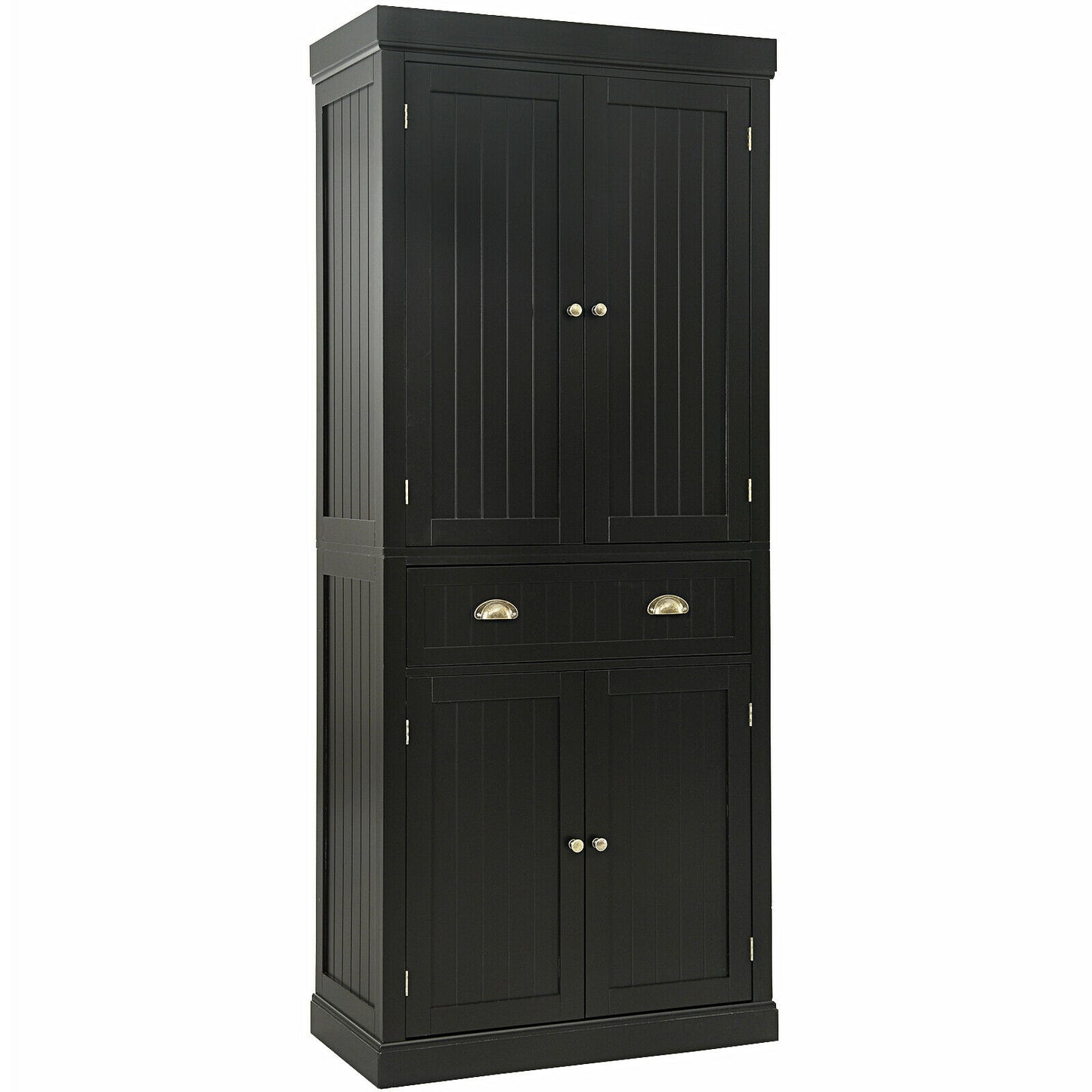 Cupboard Freestanding Kitchen Cabinet with Adjustable Shelves - Dark Brown