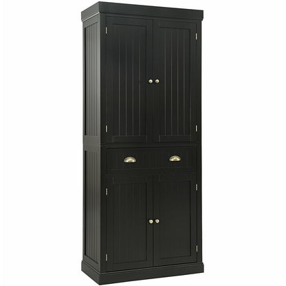 Cupboard Freestanding Kitchen Cabinet with Adjustable Shelves - Dark Brown