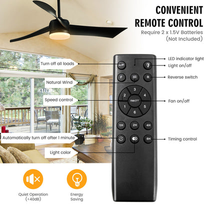 52 Inch Reversible Ceiling Fan with Light