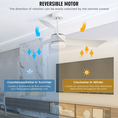 52 Inch Reversible Ceiling Fan with Light
