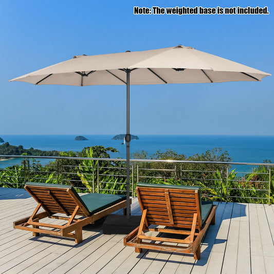 15 Feet Patio Double-Sided Umbrella with Hand-Crank System
