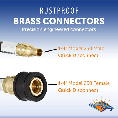 Flame King RV, Van, Trailer, Dual Quick Connect Hose, LP Gas Only, 48 inch, 1/4 inch