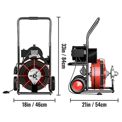 100FT x 3/8" Electric Sewer Drain Cleaner Snake Clog Machine with Cutter