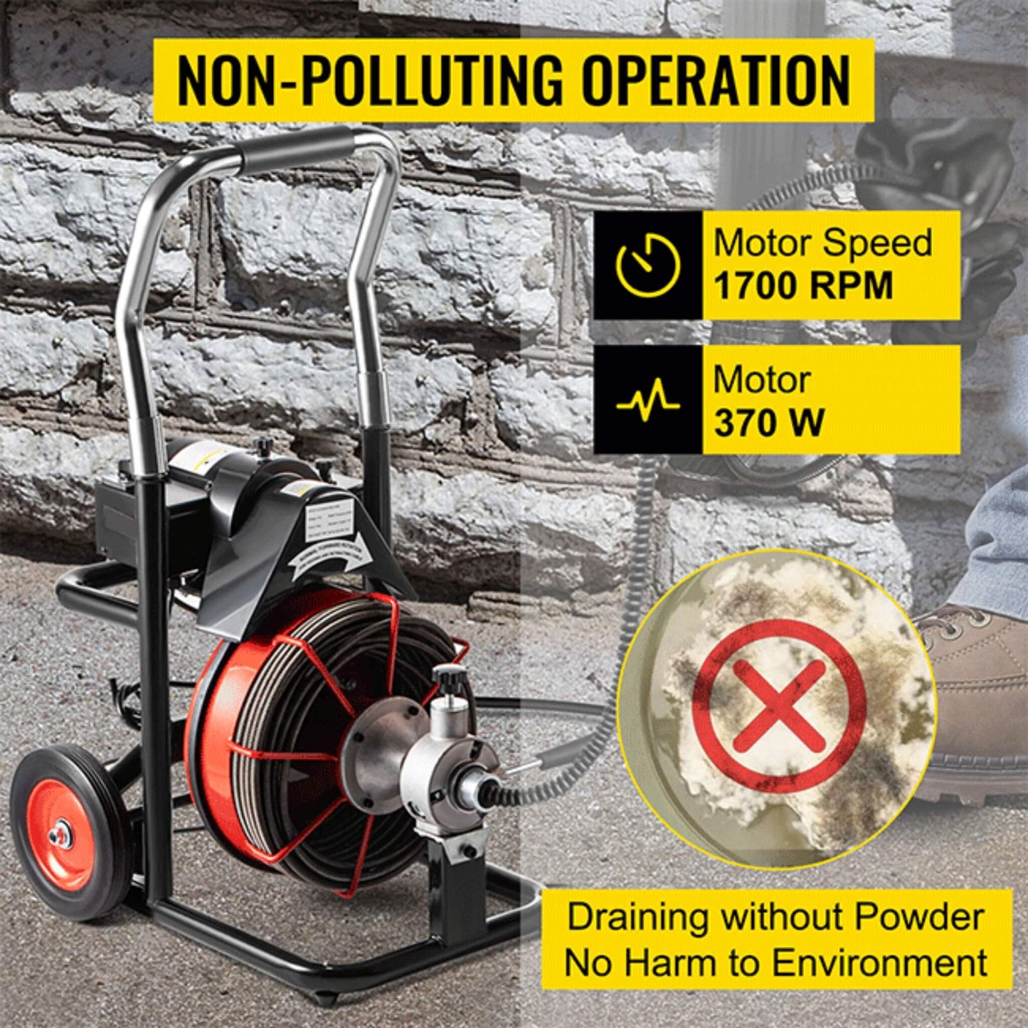 100FT x 3/8" Electric Sewer Drain Cleaner Snake Clog Machine with Cutter