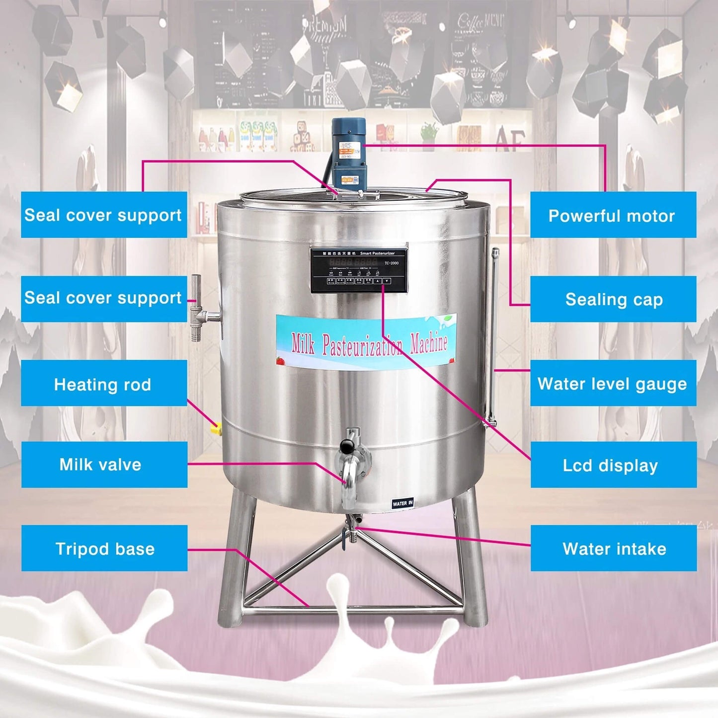 Heavy Duty Stainless Steel Commercial Milk And Ice Cream Mix Pasteurizer Machine [Without Plug]