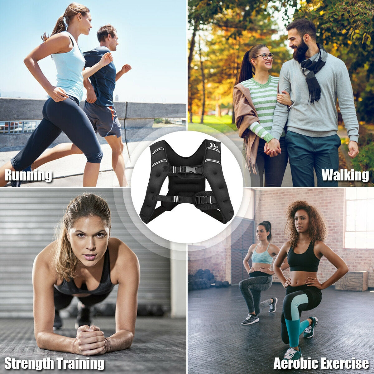 Workout Weighted Vest with Mesh Bag Adjustable Buckle