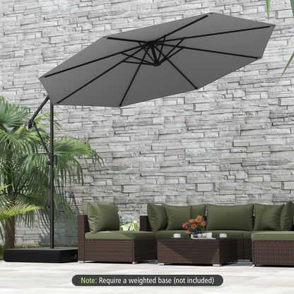 10 Feet Offset Hanging Umbrella with Base and Infinite Tilt