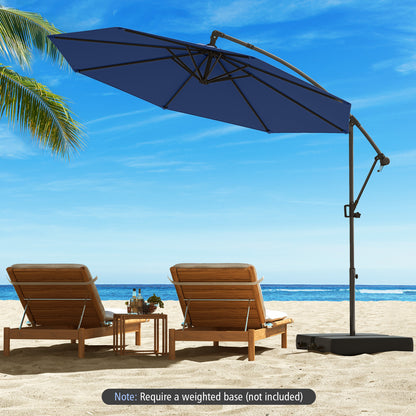 10 Feet Offset Hanging Umbrella with Base and Infinite Tilt