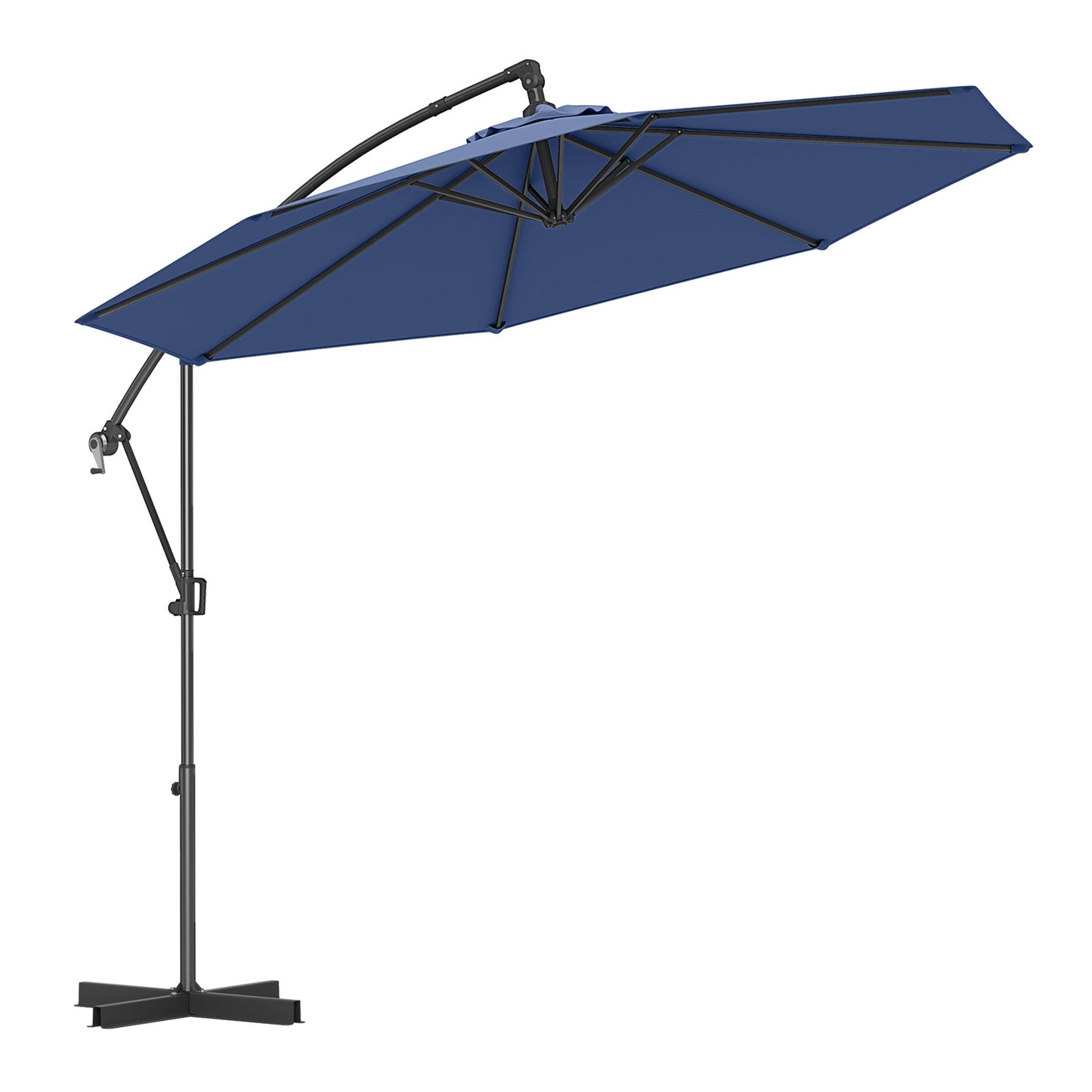 10 Feet Offset Hanging Umbrella with Base and Infinite Tilt