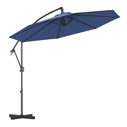 10 Feet Offset Hanging Umbrella with Base and Infinite Tilt