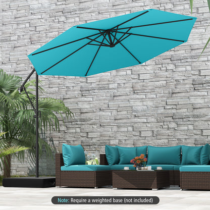 10 Feet Offset Hanging Umbrella with Base and Infinite Tilt