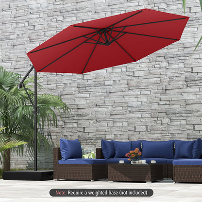 10 Feet Offset Hanging Umbrella with Base and Infinite Tilt