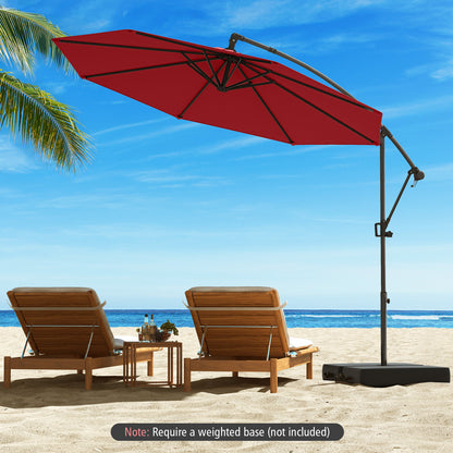 10 Feet Offset Hanging Umbrella with Base and Infinite Tilt