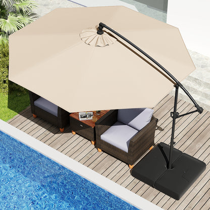 10 Feet Offset Hanging Umbrella with Base Patio Cantilever Umbrella with Tilt