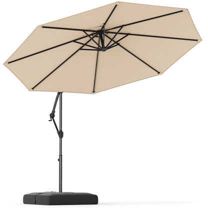 10 Feet Offset Hanging Umbrella with Base Patio Cantilever Umbrella with Tilt