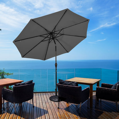 10 Feet Outdoor Patio Umbrella with Bright Solar LED Lights