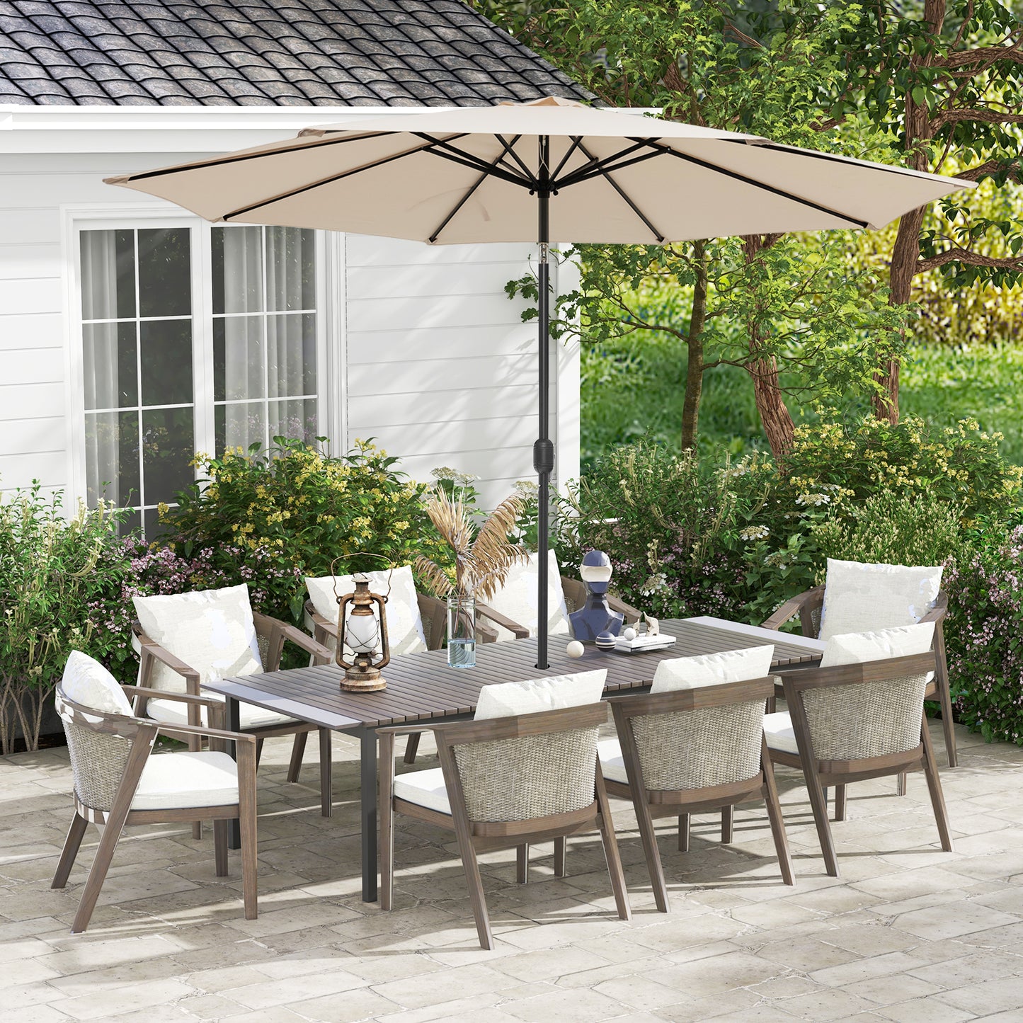 10 Feet Outdoor Patio Umbrella with Tilt Adjustment and Crank