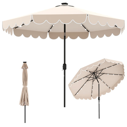 10 Feet Solar Patio Umbrella with 24 LED Lights