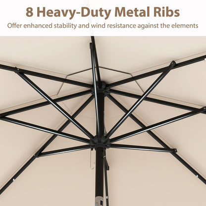 10 Feet Solar Patio Umbrella with 24 LED Lights