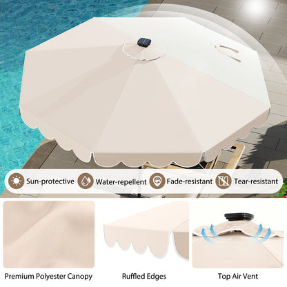 10 Feet Solar Patio Umbrella with 24 LED Lights